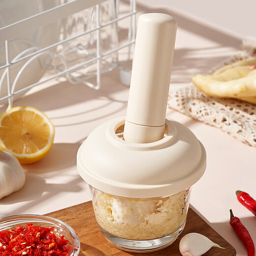 Onlycook glass garlic pounder garlic pounder manual garlic pounding garlic grinding jar household garlic pounding food supplement bowl garlic mortar glass garlic pounding machine - white with grinding dish