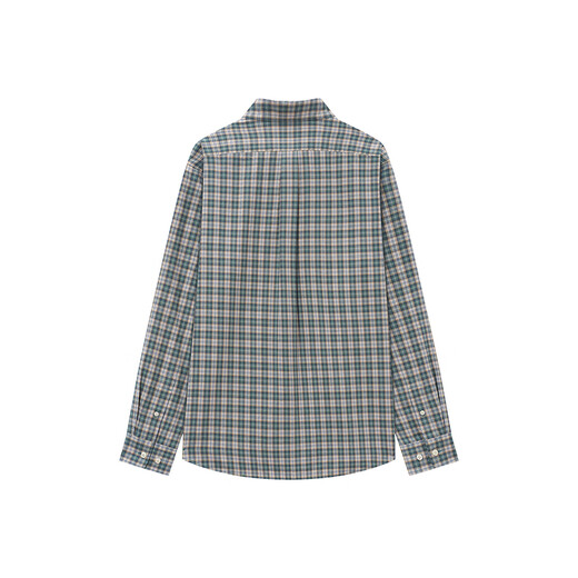 Teenie Weenie小熊男装美式休闲舒适柔软格子长袖衬衫 军绿 L