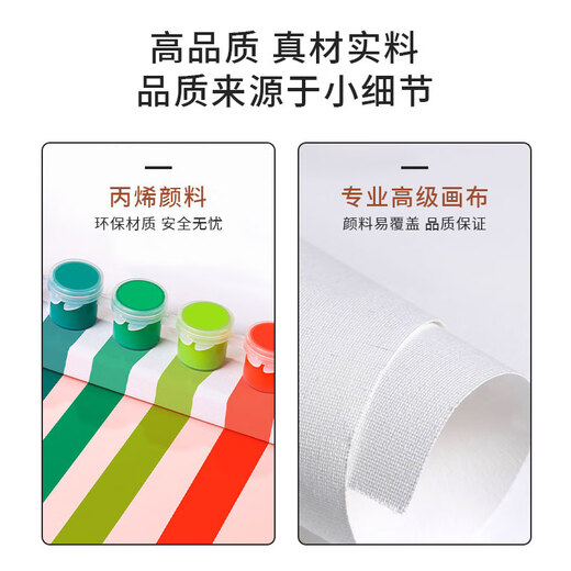 何健弓中果熟来禽图数字油画diy填色手绘工填充客厅丙烯油彩装饰画 qz3291 20*20cm加厚内框 高亮颜料油画布 画笔 配件