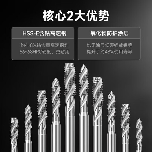 加长螺旋丝锥EX-LT-SFT机用深孔不锈钢含钴丝攻M4M5M6 M8*1.25*150+2  (13881)加大精