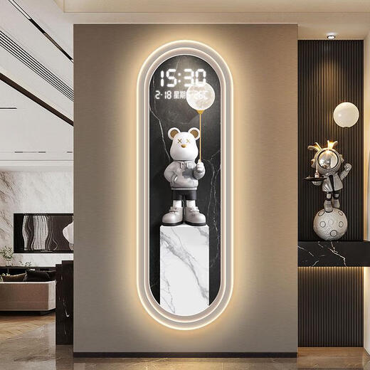 
Sanqihu modern light luxury living room perpetual calendar electronic wall clock 2025 new style sensor clock porch vertical strip decorative painting lamp 14699 with digital display mute clock 70*210cmled light plug-in remote control digital display