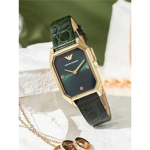 Armani Armani Women's Fashion Fashion Inslay Belt Fritillaria Quartz Small Green Watch Square Tendencia A149 AR11148