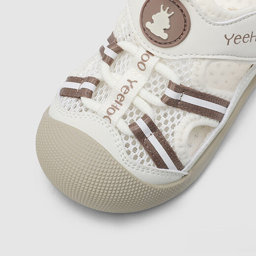 YEEHOO children's shoes, summer breathable infant sandals, soft soles, non-slip, toddler shoes, mesh sandals, antibacterial shoes, beige size 20.5, recommended foot length 11.5-12.5cm