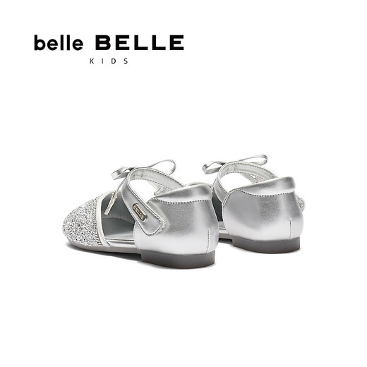 Belle Girls Shoes Princess Style Sandals 2025 Autumn New Shopping Mall Same Style Exquisite Fine Sparkling Stage Sandals 88795C75 Silver 29