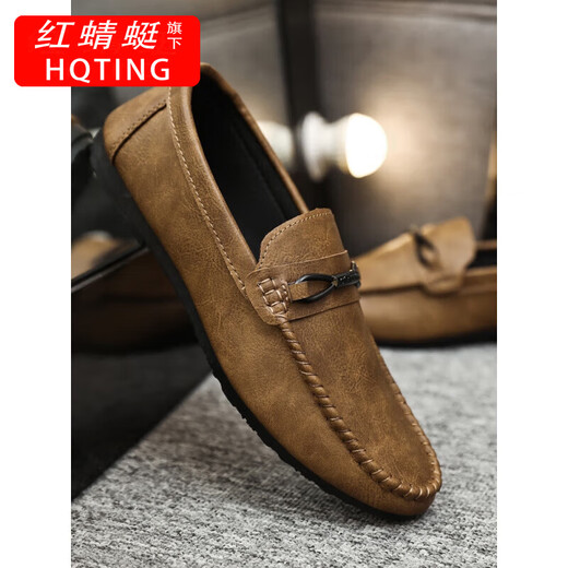 HQTING Red Dragonfly's new 2025 men's shoes, one-foot-punched bean shoes, men's business loafers, men's black breathable YL-D831 black 43