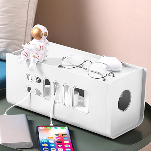Haofanjie plug-in board storage box socket desktop power cable data cable charger desk dormitory wire management plug-in wire storage box [30*13*13cm]