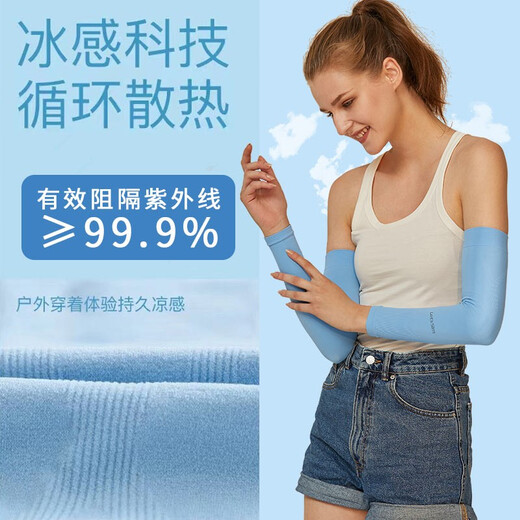 Let's slim Korean ice sleeve summer ice silk sun protection sleeve wrist men and women UV proof outdoor driving riding sleeves foldable wrist black