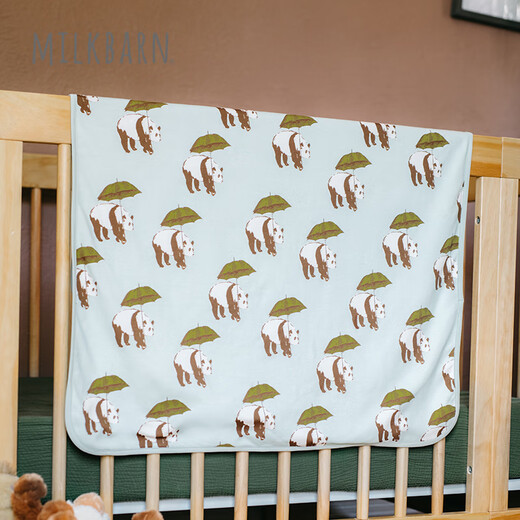 Milkbarn 2025 new autumn and winter baby pure cotton waterproof diaper pad baby sheets washable breathable pad panda green (length 90cm * width 70cm)
