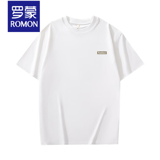 Romon Schwergewichts Xinjiang Cotton Pure Cotton Summer American Round Hals kurzärmeliges T-Shirt für Männer täglich lockere lässige trendige Marke Kurzärärmelte Herren T Grey-1365 Kurzärärmig-100% reines Baumwolls [vorgeschlagen 90-115jin [Jin gleich 0,5 kg]]