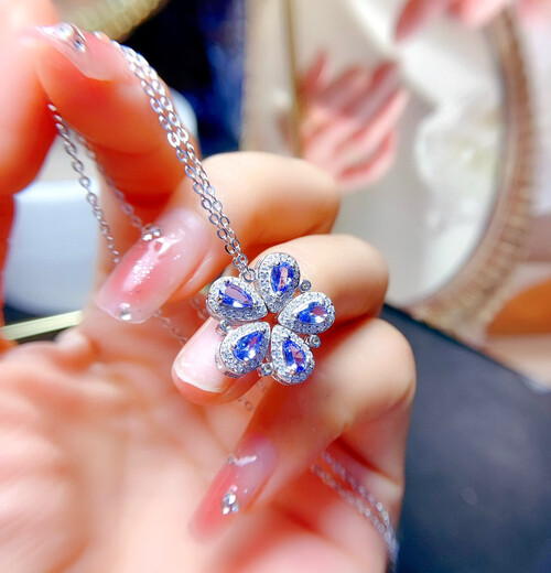 CAOX has a special offer on a multi-wear natural tanzanite necklace chain with high clarity and color beautiful stones 3*5mm