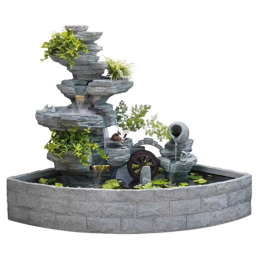 假山鱼池瀑布流水花园庭院景观喷泉循环水摆件阳台露台鱼缸造景装 5009单假山不带水池