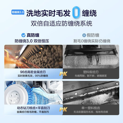 Haier Floor Scurpor Home A3S trempage de l'eau chaude, pose à plat et lavage des cheveux anti-tangage, absorption électrolytique de l'eau et nettoyage de sol sans fil intégré intégré Robot aspirateur A3air [nouveaux produits de séchage et séchage améliorés A3Plus]