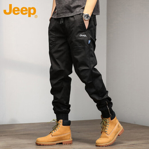 吉普（JEEP）美国正品男士休闲裤夏季新薄款潮宽松束脚运动裤美式工装长裤 679黑色【Jeep官方】 28 【100-110斤】