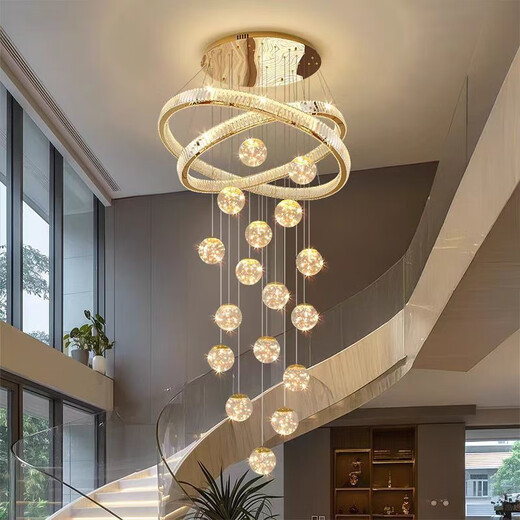 Duplex Villa Kristalltreppe Kronleuchter Modernes einfaches neues Stil -Wohnung im mittleren Gebäudewohnung mit hohem Wohnzimmer, wie in Abbildung 70+5012 -Durchmesserbälle ohne extreme Dimmen gezeigt