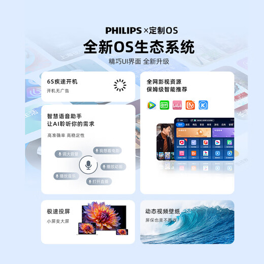 Philips (PHILIPS) NeoPix 245 projector home smart home theater portable PTZ projector (TOF sensorless focus, sensorless trapezoidal 1080P physical resolution)