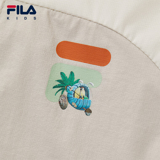 FILA Children's Sun Protection Clothing 2025 Autumn New Boys Hooded Woven Jacket Vanilla Gray-GY 120