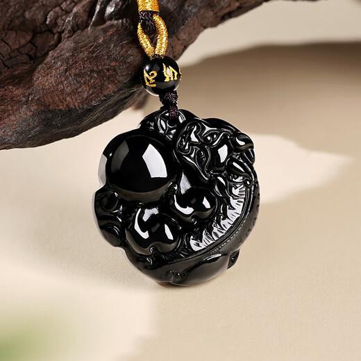 Ji Zhaotang natural genuine obsidian pendant, the answer to the request, Pixiu necklace, birthday gift for men and women, body pendant, the answer to the request, Obsidian Pixiu pendant