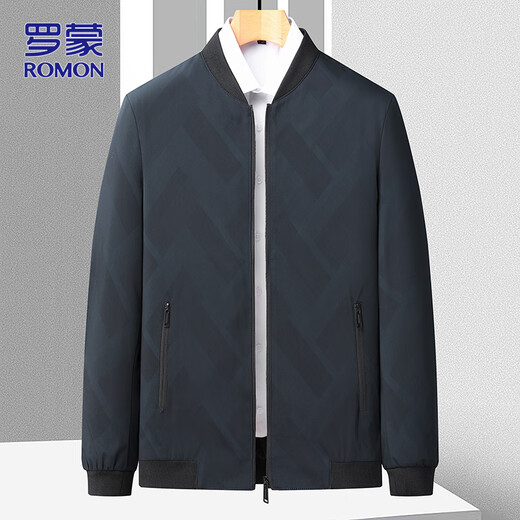ROMON Jacket Men's Autumn and Winter Young and Middle-aged Business Jacket Men's Dad's Clothes Men's Clothes, Shrimp Blue XL