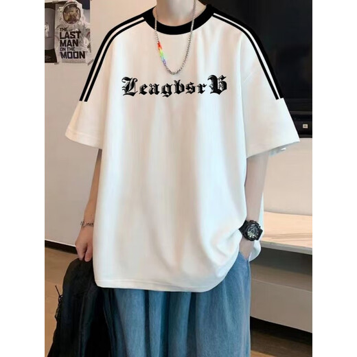Camiseta de manga corta de Yuesini American Retro para algodón de algodón de algodón pequeño de algodón pequeño Estudiantes de secundaria de la escuela secundaria 2025 Summer suelta Camiseta de media manga [3899* Lion Dance] White M 80-120Jin [Jin equivale a 0.5 kg]