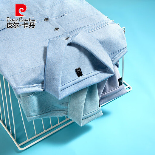 皮尔卡丹（pierre cardin）夏季中老年冰丝上衣短袖t恤男士凉感中年爸爸夏装棉感休闲polo.衫 9853灰色+9925蓝色 均码 50 建议115-135斤