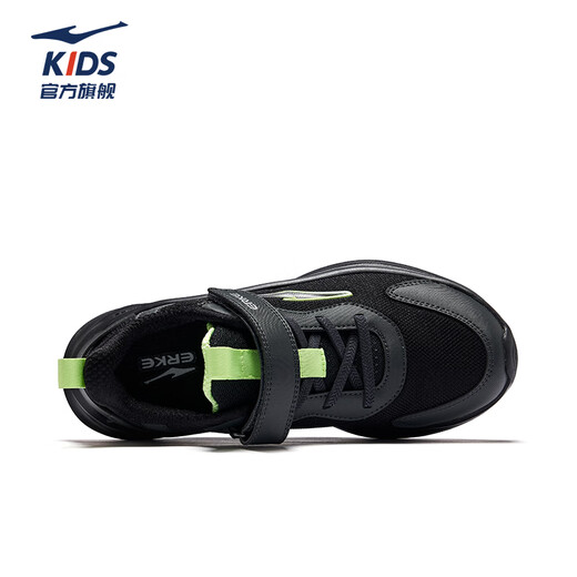 Hongxingerke (ERKE) children's shoes for boys and girls running shoes for children's autumn new products, dense net cushioning sports shoes, black/black soil 35