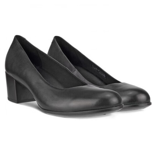 ECCO women's shoes 25 spring fashion commuter formal high heels cowhide leather shallow mouth thick heels single shoes 9903 209903/01001 black (heel height 3.5cm) 35