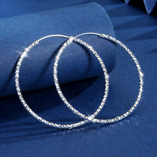 Jiuchangshi 999 sterling silver starry silver earrings for women, pure silver large earrings, high-end birthday gifts for girlfriends, 999 pure silver, 30mm, compact style