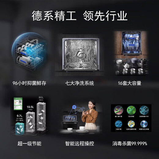 SIEMENS fully embedded cabinet panels can be customized as you wish 16 sets of embedded dishwashers All-purpose cabin intelligent dehumidification and drying 96 hours UV storage SJ63HX00MC does not include panels