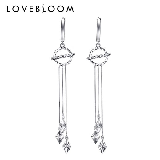 Blooming Love Platinum Earrings Women's Long Tassel Earrings pt950 Platinum Ear Wire Authentic Platinum Fashion Car Flower Style Earrings Customized Engraving Contact Customer Service Single Shot Not Delivered