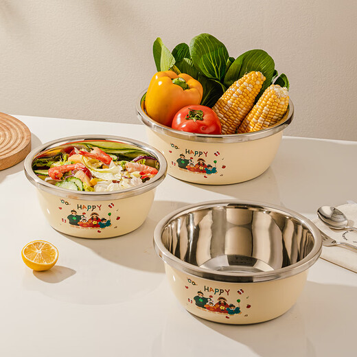 TREEJACK 304 stainless steel cooking basin kitchen household baking and kneading basin wash basin egg salad hot pot basin