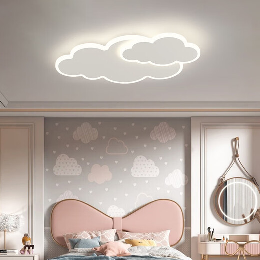 
ABDT Cloud Bedroom Light LED Ceiling Light Modern Simple Warm Romantic Creative Boy and Girl Room Light Children Room Light 6296 Model_65cm [Full Spectrum] Three Colors Change Light