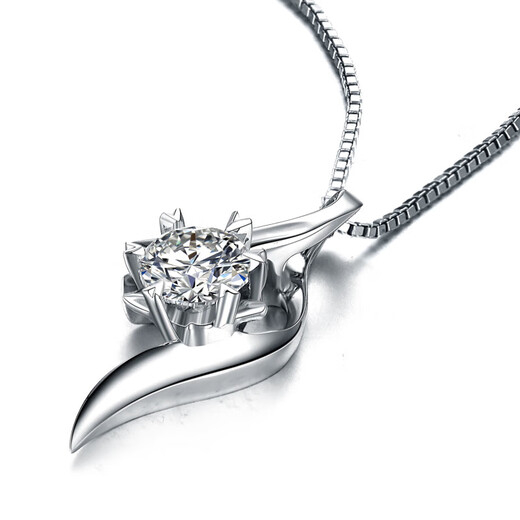 AVHEPT950 platinum diamond necklace with diamonds and dancing snowflakes, cultivated diamond pendant, wedding gift for men for Chinese Valentine's Day, platinum dancing snowflakes pendant - 1 carat diamond