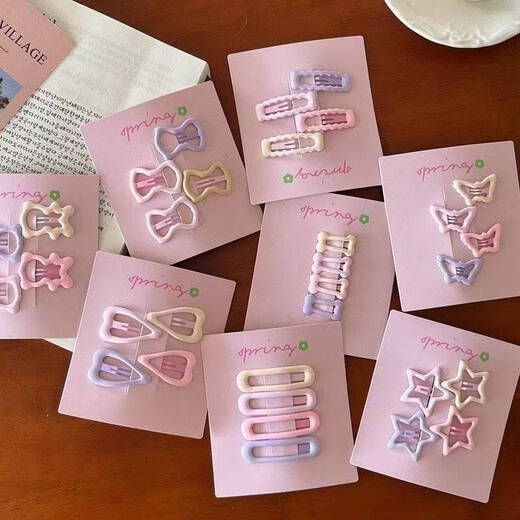 
Cream mini hair BB clip cute five-pointed star bow bear side clip girl student hairpin headdress 3# bow style 4-piece set [simple outfit]