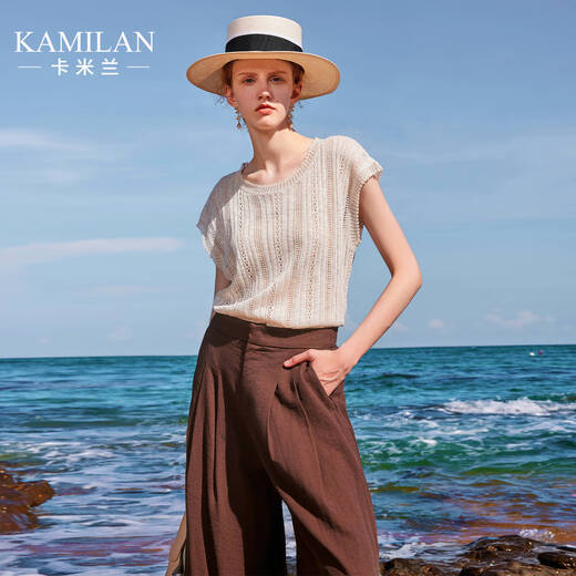 Kamilan Hollow Lose Mode Frauenpullover 2025 Sommer Neues Design Ärmel und schickes Top Off White S