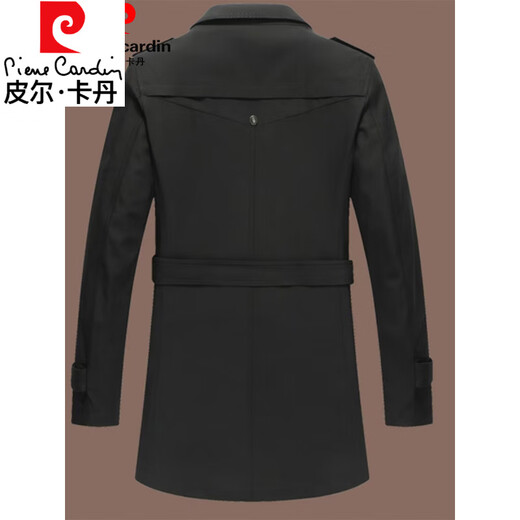 皮尔卡丹高档轻奢风衣外套男士春秋季中长款休闲春秋款商务休闲帅气男装潮 卡其色 2XL 185(适合145-160斤穿)