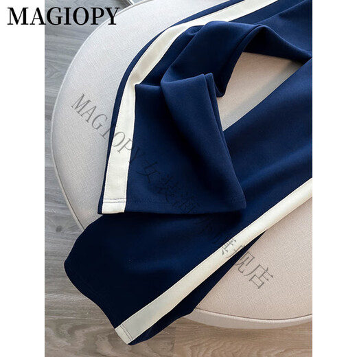 Magiopy International Luxury haut de gamme Brand 2025 Spring New European Station Sports Sports Sports Femme Girl Girl Short Taim Blue Blue Two-Piece Set (pas de polaire) S (100jin [Jin est égal à 0,5 kg]))