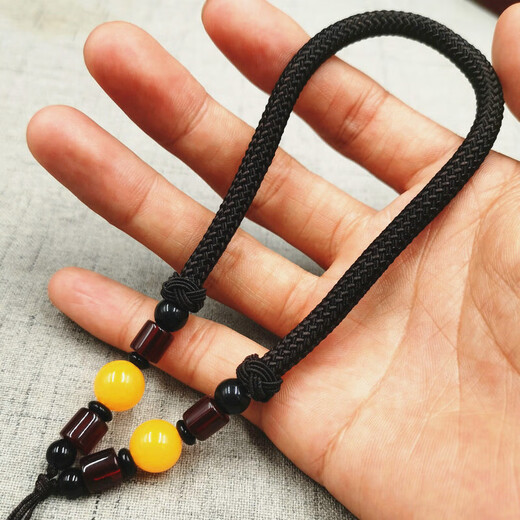 DIY handle rope hand-woven handle piece lanyard jade slingshot lost rope hand-made toy car lanyard wholesale yellow round beads 1.2
