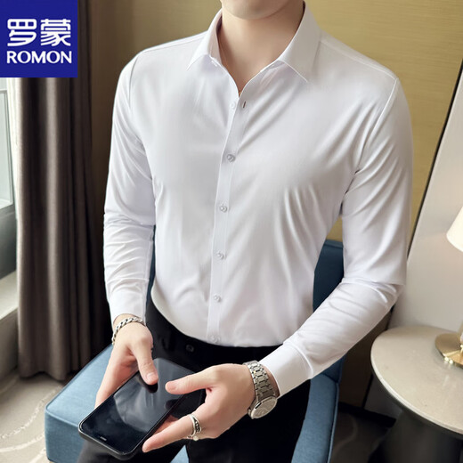 Romon haut de gamme sans touche sans touche pour hommes à manches longues à manche à manches longues à manches à manches à manches longues à manches à manches à manches longues pour hommes Casual Men White Slim XL