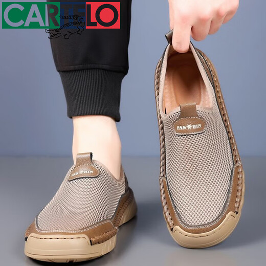 Cartelo sommer atmungsaktive Herren -Netzschuhe Sandalen neue Hohlschuhe Mesh Schuhe Unglücks lässige Outdoor Hollow Herrenschuhe 9196 Weiß Neues Produkt Promotion 42