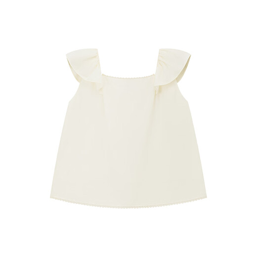 ELLE KIDS children's clothing lotus leaf small flying sleeve shirt girls summer new French resort style Lyocell shirt beige 165 (M)