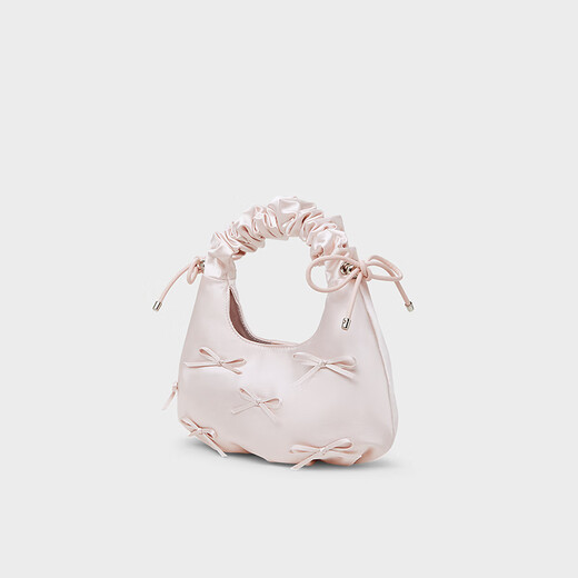 CHARLES&KEITH蝴蝶结褶皱手提斜挎小方包生日礼物女圣诞礼物送女友CK2-40151496 Baby Pink浅粉红色 中包