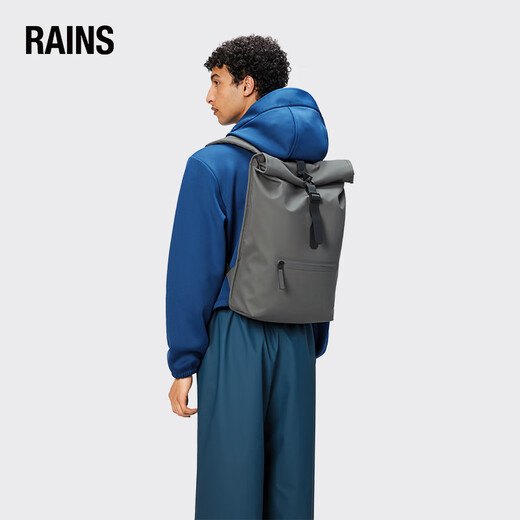 Rains【价】Rains潮流卷边新款男女双肩背包登山包电脑包/13320 星云白