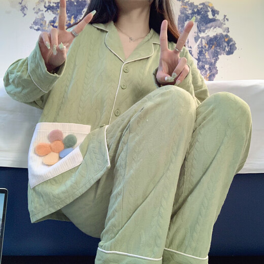 桑琴睡衣女士春秋季长袖长裤夏天2025年新款甜美可爱秋冬款家居服套装 3882 M :【75-100斤】