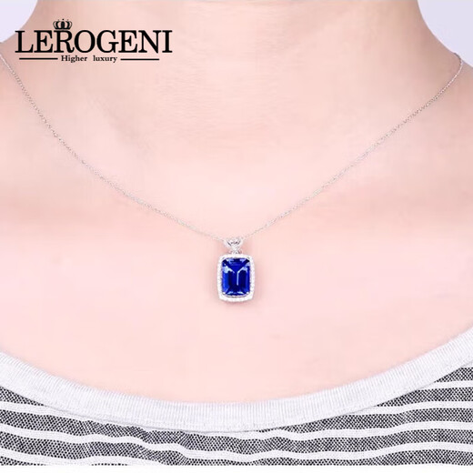 Ожерелье Lerogeni Женское танзанитовое голубые драгоценные камни.