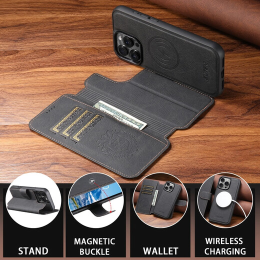 Jinhao iPhone16Pro Max Case de teléfonos móviles 15 Flip Cubierta Dos en uno Carga magnética de un solo fondo 14 Apple 13 Case protector 12 Soporte de inclinación completa de inclinación completa Tarjeta de cobertura de cobertura de cuero genuina Magnetic Succión magnética de dos en uno.