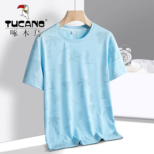 T-shirt à manches courtes à manches courtes pour hommes en été cool Nouvelle glace en soie à manches à manches à manche à manches pour hommes lâches, absorbant en sueur et top respirant BJZ826 Gray XL environ 125-140jin [Jin est égal à 0,5 kg]