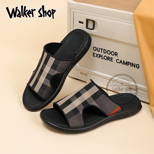 Walker Shop凉鞋男2025新款拖鞋男士凉拖鞋外穿夏季沙滩鞋潮流一字拖防滑拖鞋 黑色 41