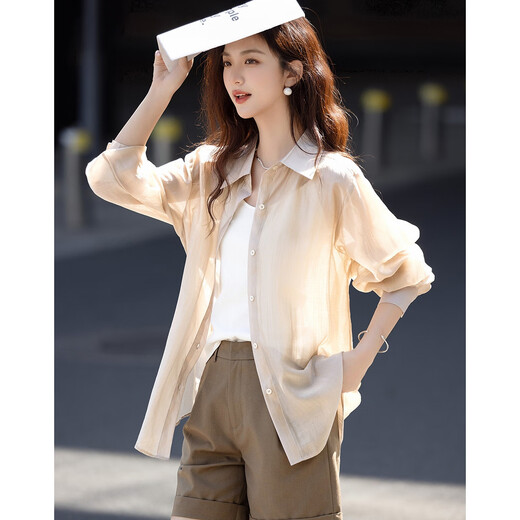 
Demana [Sweet Oxygen Dopamine] Spring and Autumn Breathing Sense Lycel Lapel Shirt Light and Slack Shirt Women's Top