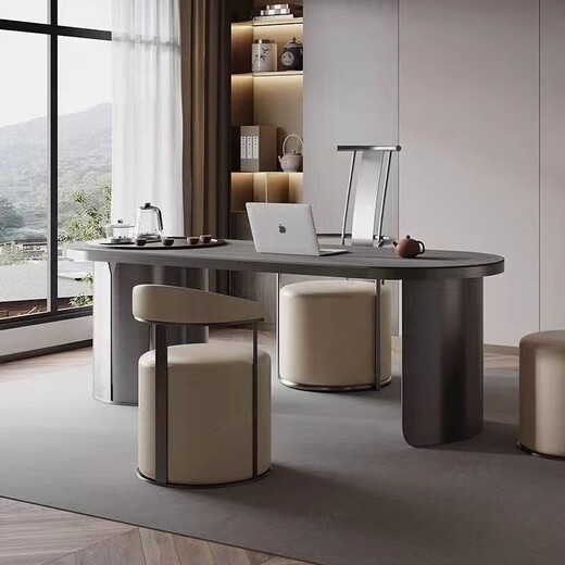 
Light luxury modern household living room large round stool backrest negotiation bedroom table and chair high-end tea table stool chair dressing stool [Original] cat claw skin - carbon steel