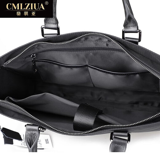 Luo Qiya (cmlziua) men's handbag canvas briefcase lightweight wear-resistant document bag business casual computer bag short-distance business trip men's bag black - can accommodate 15-inch computer 39.5*8.5*28.5cm